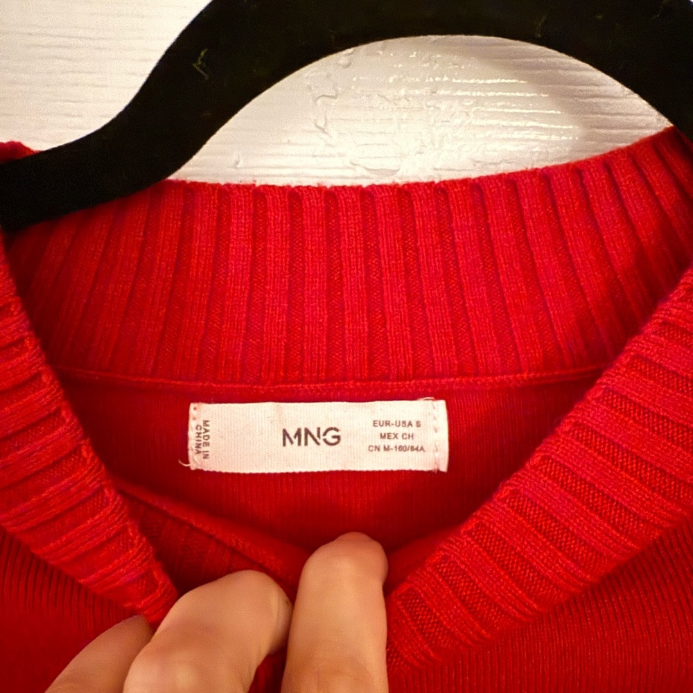 Mango Vibrant Red Crew Neck Sweater - Picture 2 of 3